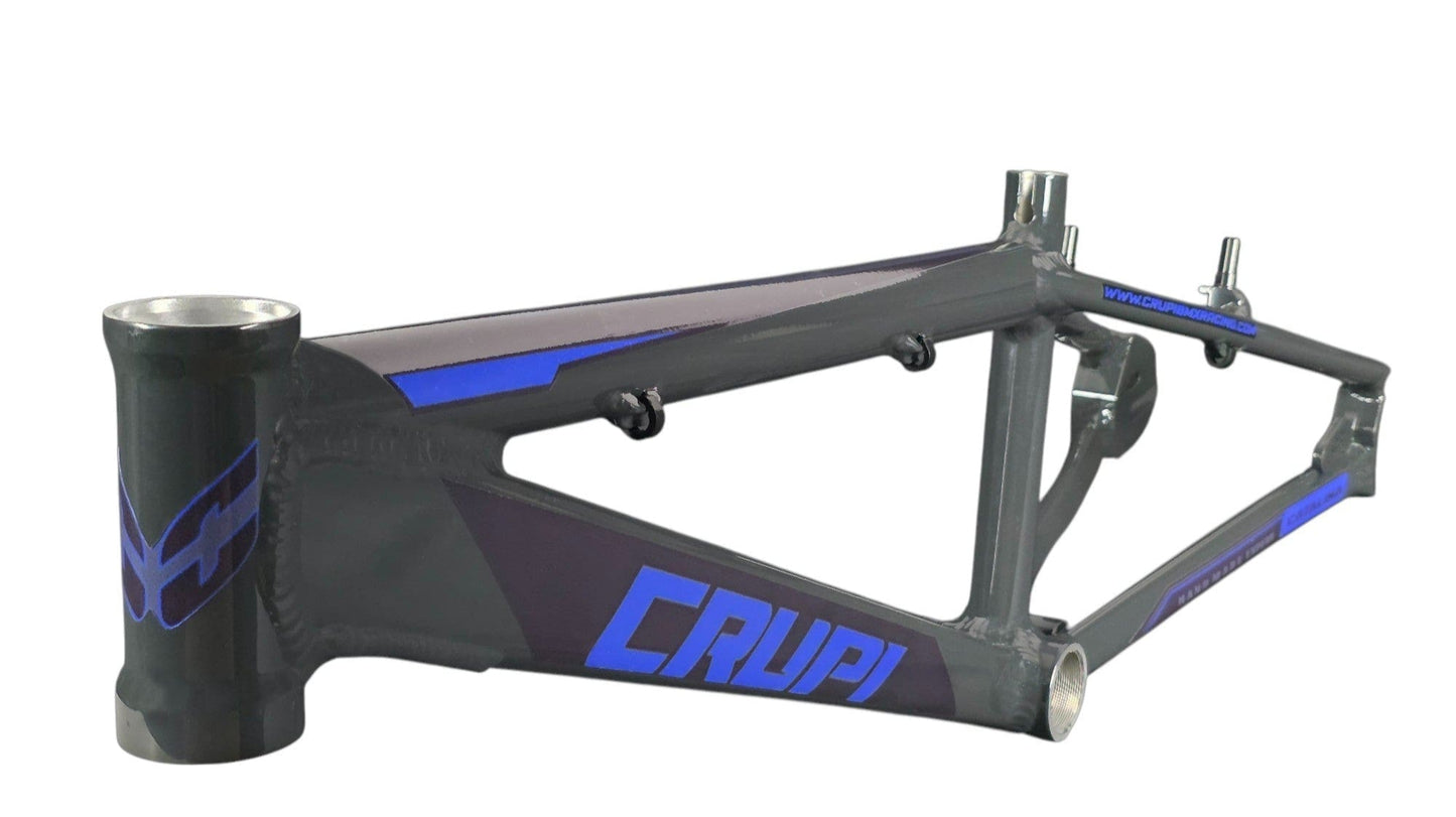 Bicycle frame with 'CRUPI' branding on a white background