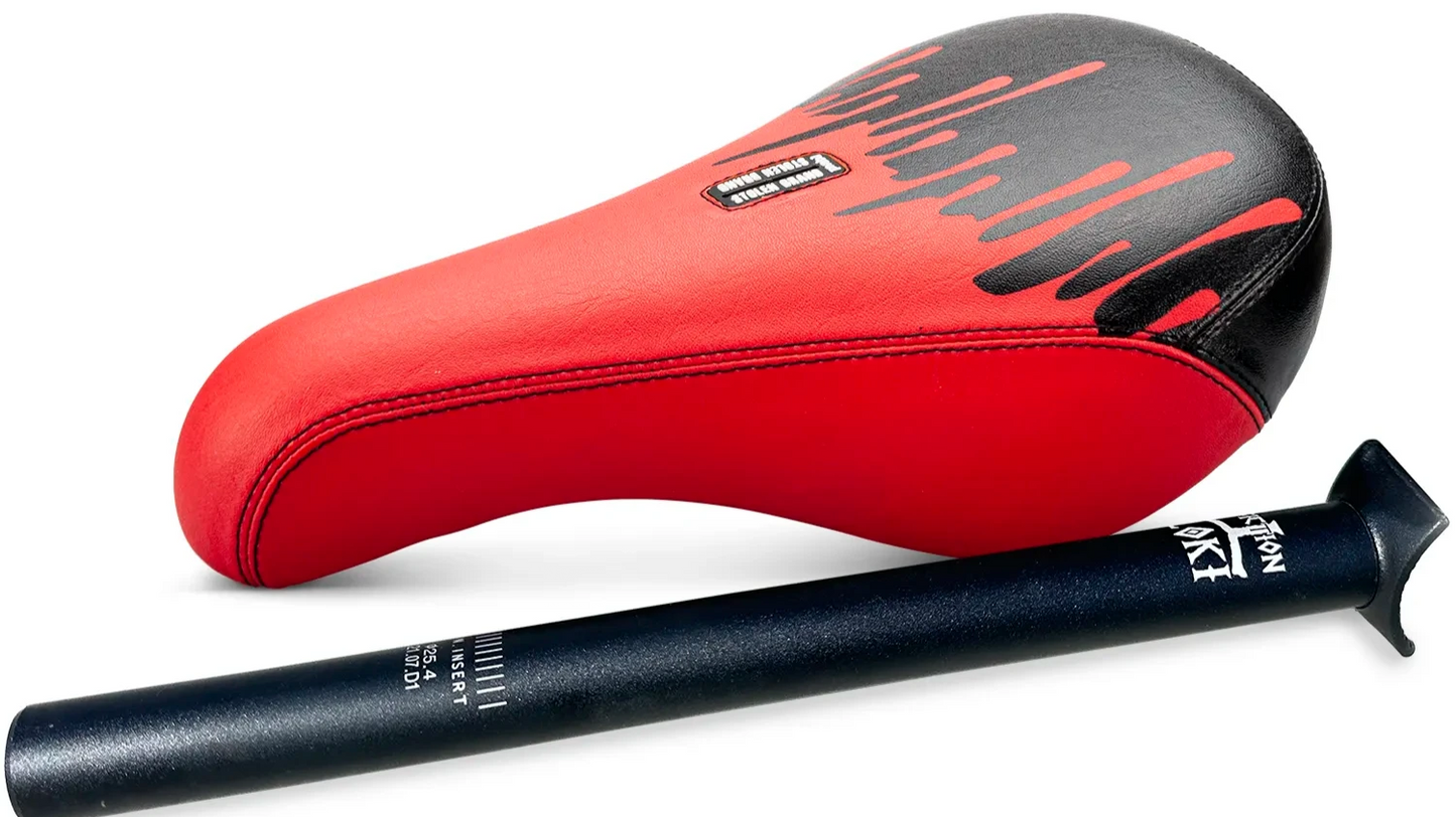 Combinaison selle pivotante Stolen Drippy RedRum et tige de selle 150 ou 300 mm