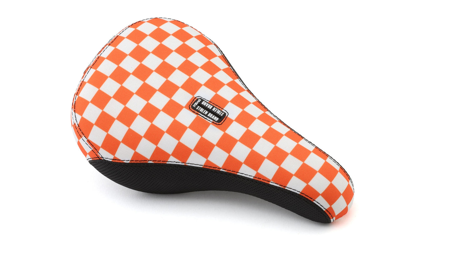 Asiento pivotante Fast Times XL robado con cuadros naranja y blanco