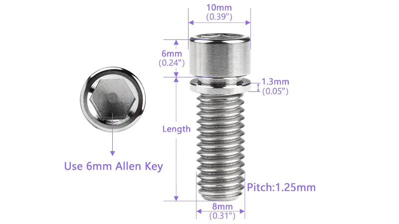 Diabolic V2 Titanium Stem Bolts - Metric (Small Head)