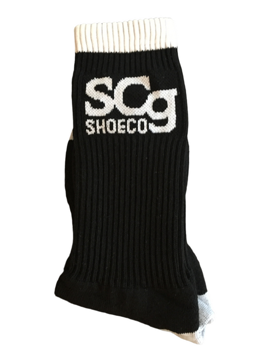 Calcetines SCg Premium, negros con logotipo y rayas blancas