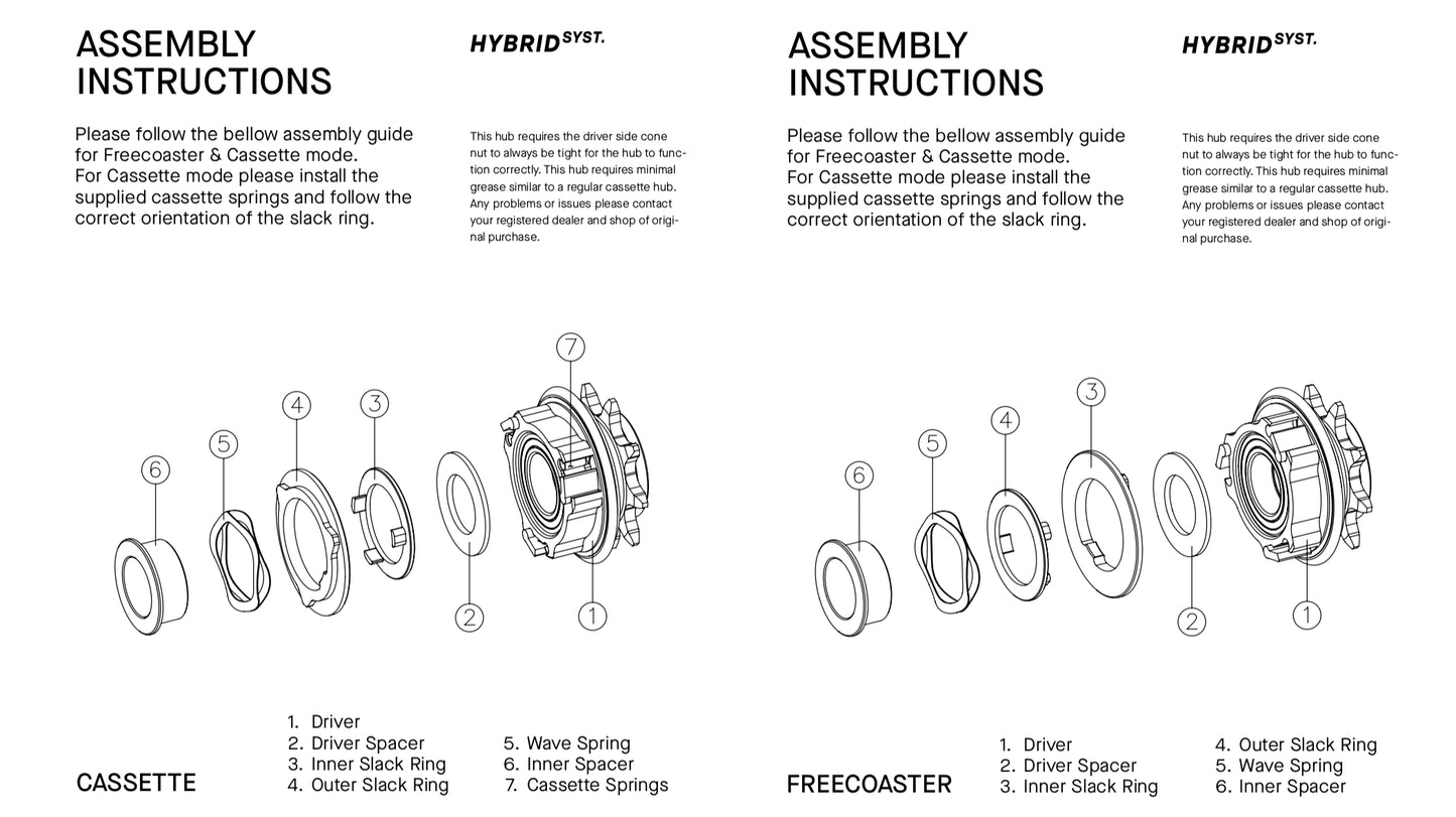 WeThePeople Hybrid & Eclat Shift FreeCoaster/Cassette Parts